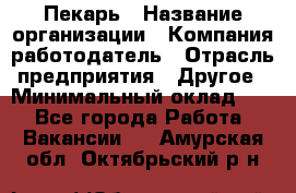 Пекарь › Название организации ­ Компания-работодатель › Отрасль предприятия ­ Другое › Минимальный оклад ­ 1 - Все города Работа » Вакансии   . Амурская обл.,Октябрьский р-н